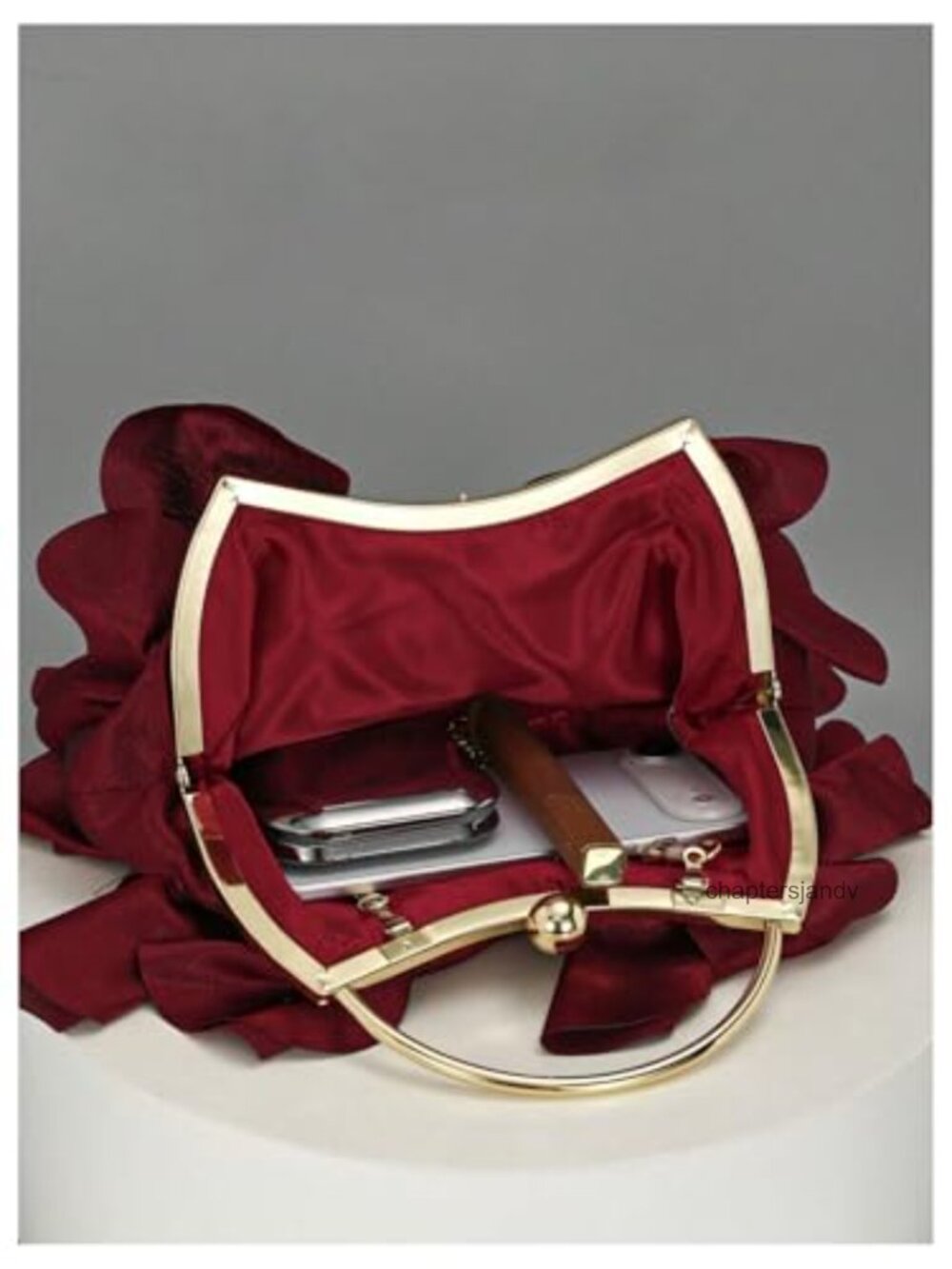 Satin Evening Clutch Formal Wedding Purse with Detachable Chains - Picture 2 of 5